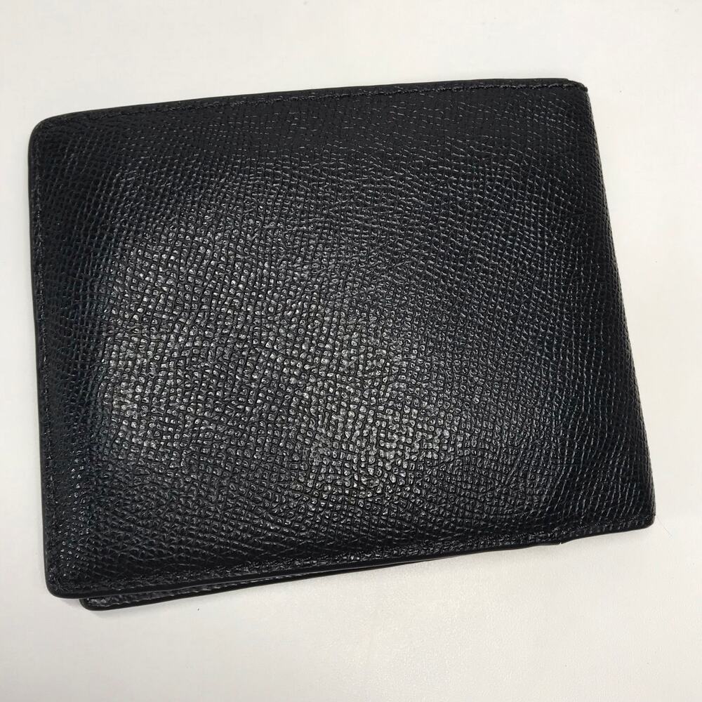 Coach Mens Polished Pebble Leather 3 In 1 Bi Fold Wallet Billfold Black Embossed - Picture 13 of 15